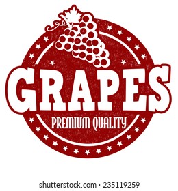 Grapes grunge rubber stamp on white background, vector illustration