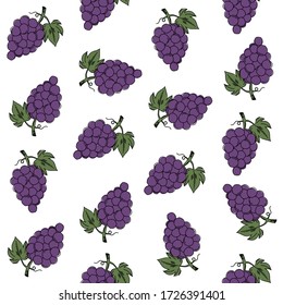  Uvas dibujadas a mano. Ilustración vectorial sin inconvenientes.
