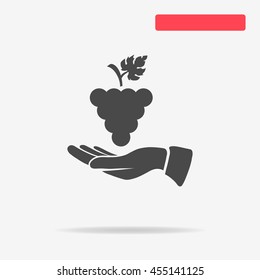 Grapes and hand icon. Vector concept illustration for design.