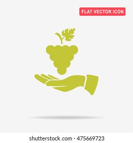 Grapes and hand icon. Vector concept illustration for design.