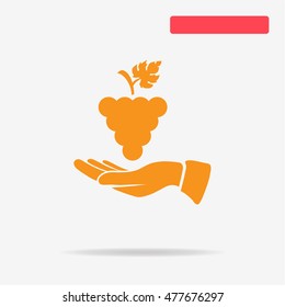 Grapes and hand icon. Vector concept illustration for design.