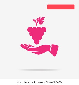 Grapes and hand icon. Vector concept illustration for design.