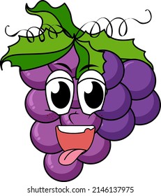 Uvas con ilustración facial feliz
