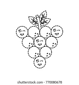grapes happy fruit kawaii icon image 