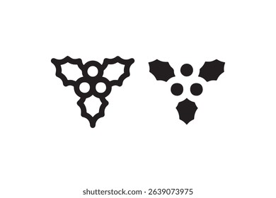Grapes and holly leaf icons in bold black design.