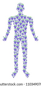 Grapes human avatar. Vector grapes icons are grouped into man collage.