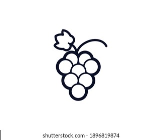 Grapes icon. Bar black line sign. Premium quality graphic design pictogram. Outline symbol icon for web design, website and mobile app on white background. Monochrome icon of grapes