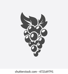Grapes icon black. Single fruit icon from the food set.