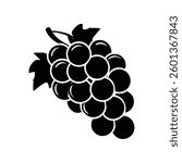 Grapes icon black and white background design. silhouette style, vector illustration.