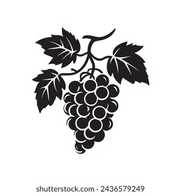 Grapes icon black and white background design. silhouette style, vector illustration.