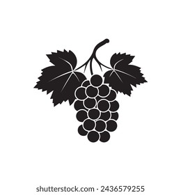 Trauben-Icon Schwarz-Weiß-Hintergrund-Design. Silhouette-Stil, Vektor-Illustration.