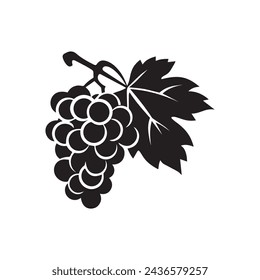 Grapes icon black and white background design. silhouette style, vector illustration.