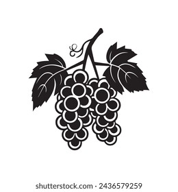 Grapes icon black and white background design. silhouette style, vector illustration.
