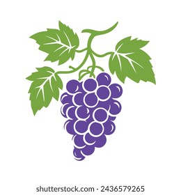 Grapes icon black and white background design. silhouette style, vector illustration.