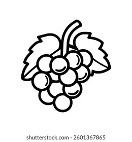 Grapes icon black and white background design. silhouette style, vector illustration.