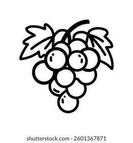 Grapes icon black and white background design. silhouette style, vector illustration.