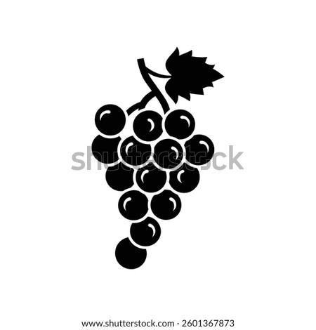 Grapes icon black and white background design. silhouette style, vector illustration.