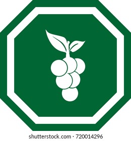Grapes icon. Design of an octagonal sign. 