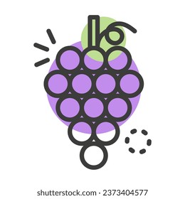 Icono de uvas con un trazo editable a cualquier espesor. Estilo plano. Ilustración vectorial.