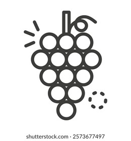 Grapes icon with editable stroke to any thickness no color. Vector illustration.