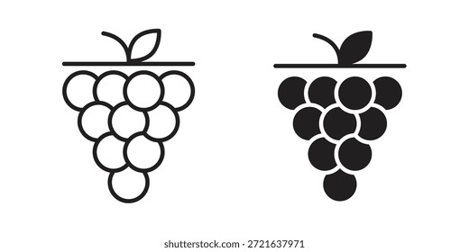 Icono de uvas en línea delgada y rellena, estilo de trazo para Sitio web y App