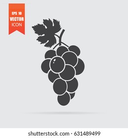 Grapes icon in flat style isolated on grey background. For your design, logo. Vector illustration.