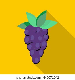Grapes icon in flat style with long shadow. Fruits symbol