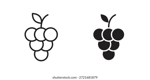 Icono de uvas plano y delgado paquete de Vector de carrera. Conjunto de iconos editables