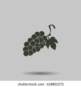 Grapes icon. Flat vector illustration in black on white background.