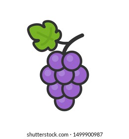 Grapes icon. Grapevine with leaf. Wine logo. Fruit pictogram. Vector illustration isolated.