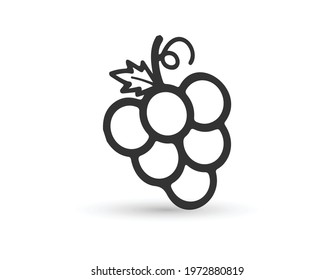 Grapes icon. Grapevine with leaf. Wine logo. Fruit pictogram. Vector illustration isolated.