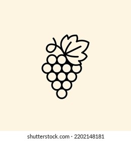 Grapes icon. Grapevine with leaf. Wine logo. Fruit pictogram. Vector illustration isolated.