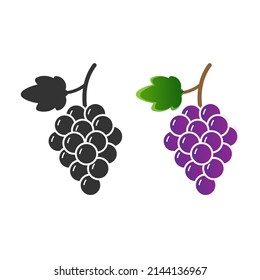 Grapes icon isolated flat design vector illustration on white background.