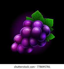 Grapes icon isolated on black background. Vector illustration