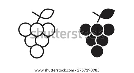 Grapes icon, line pictogram on white.