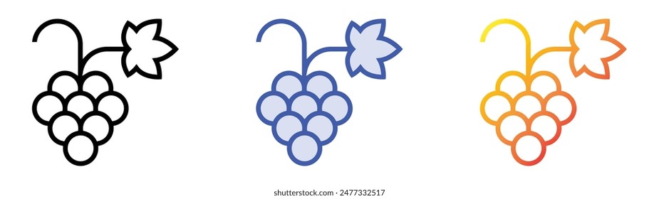 grapes icon. Linear, Blue Fill and Gradient Style Design Isolated On White Background