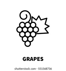 Grapes icon or logo in modern line style. High quality black outline pictogram for web site design and mobile apps. Vector illustration on a white background.