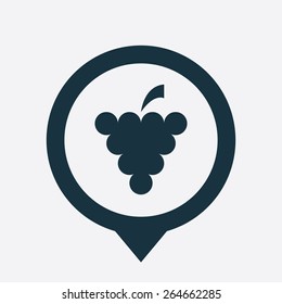 grapes icon map pin on white background 