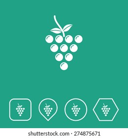 Grapes Icon on Flat UI Colors with Different Shapes. Eps-10.