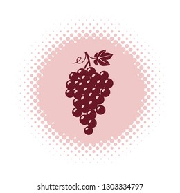 Grapes icon on half tone round shape. Vector illustration