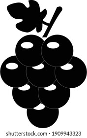 Traubensymbol auf weißem Hintergrund. Traubenfruchtschild. Weinrebe mit Blattsymbol. Flachstil. 