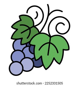 Grapes icon. Outline grapes vector icon color flat isolated on white