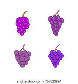 Grapes icon set. Cartoon set of grapes vector icons for your web design isolated on white background
