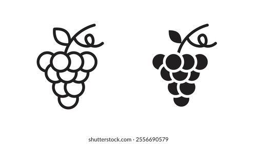 Grapes icon set in Thin line black color.