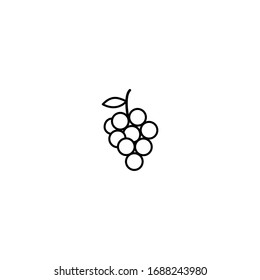 Grapes Icon. Simple, Flat, Black, Outline,