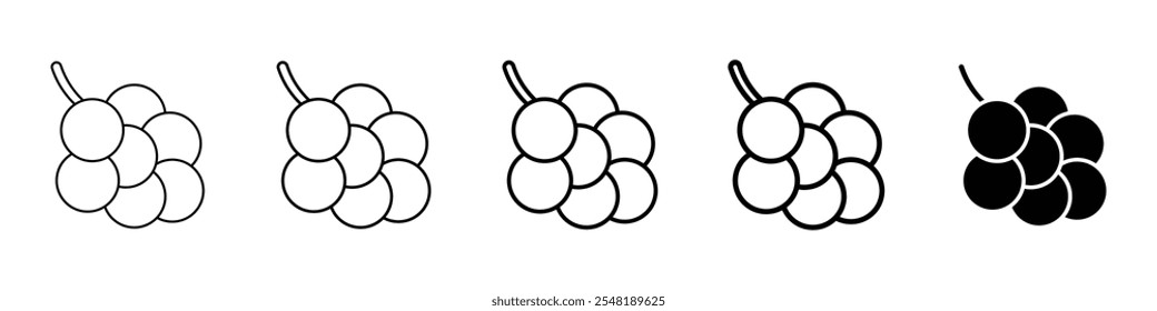 icono de uvas Conjunto de logotipo de línea delgada simple