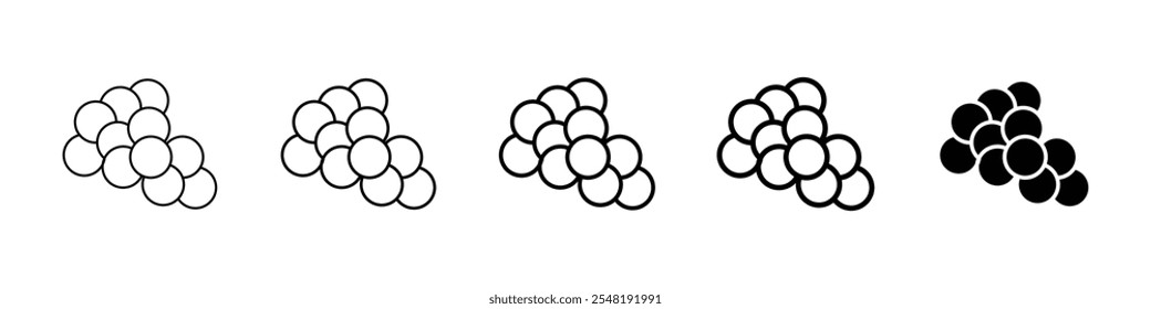 icono de uvas Conjunto de logotipo de línea delgada simple