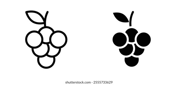Grapes icon symbol collection on white background.