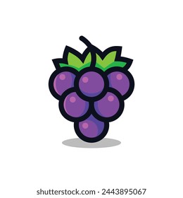 Grapes Icon With Thick Outline Vector Illustration