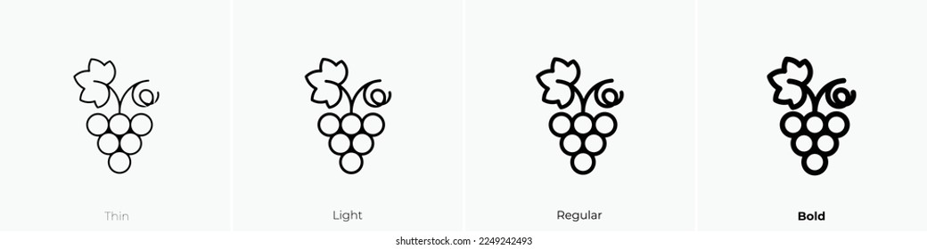 grapes icon. Thin, Light Regular And Bold style design isolated on white background